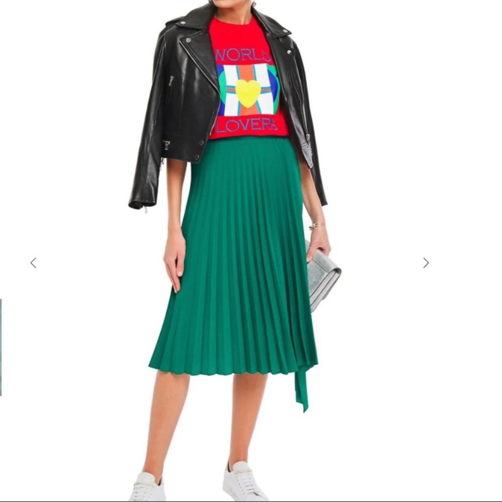 Sandro Pleated High-waisted Crepe Wrap Skirt In Green